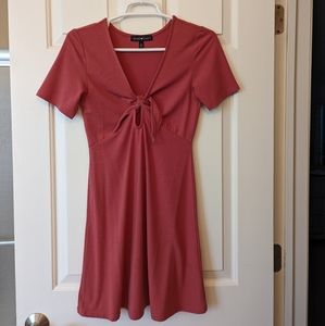 Salmon-colored tie dress